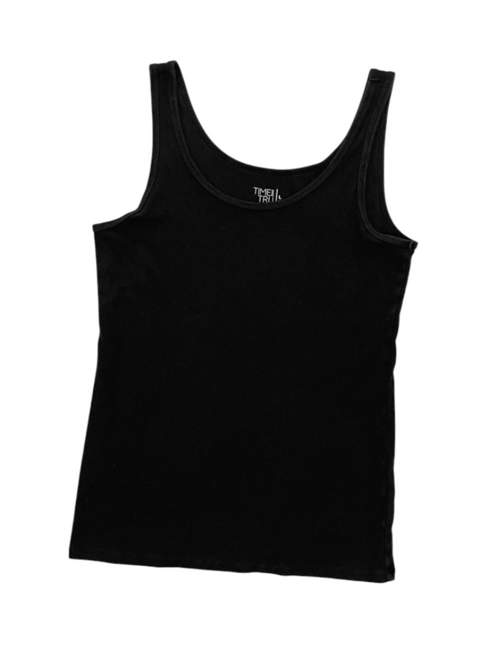 Time and Tru Black Ribbed Scoop Neck Tank